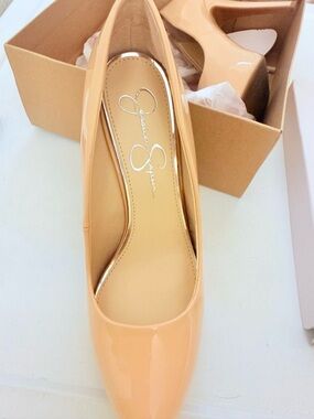 Jessica Simpson Nude Patent Platform Stiletto Heels